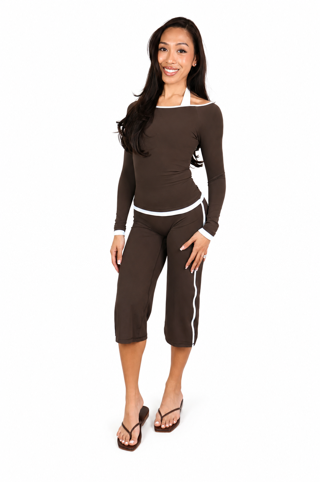 PRE-ORDER Wide Leg Capri Pants Brown Sugar