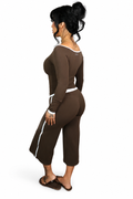 PRE-ORDER Wide Leg Capri Pants Brown Sugar