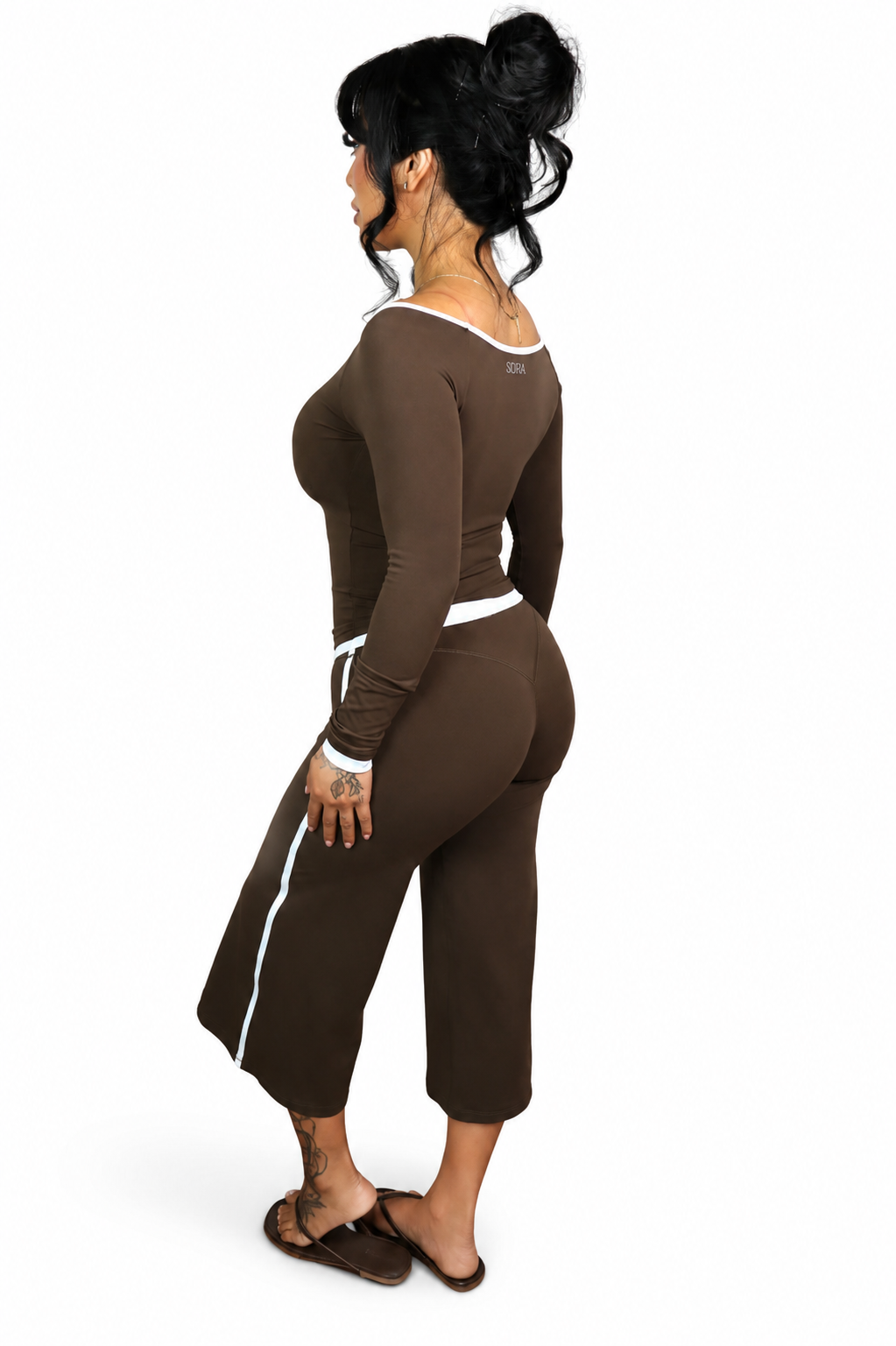 PRE-ORDER Wide Leg Capri Pants Brown Sugar