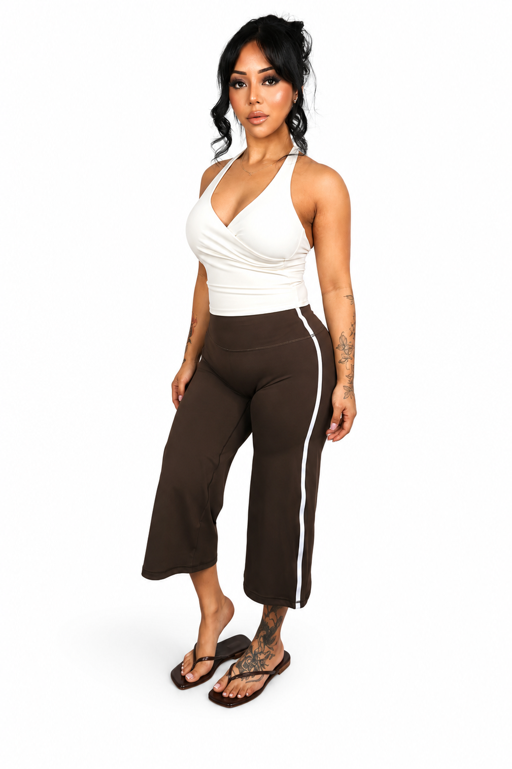 PRE-ORDER Wide Leg Capri Pants Brown Sugar