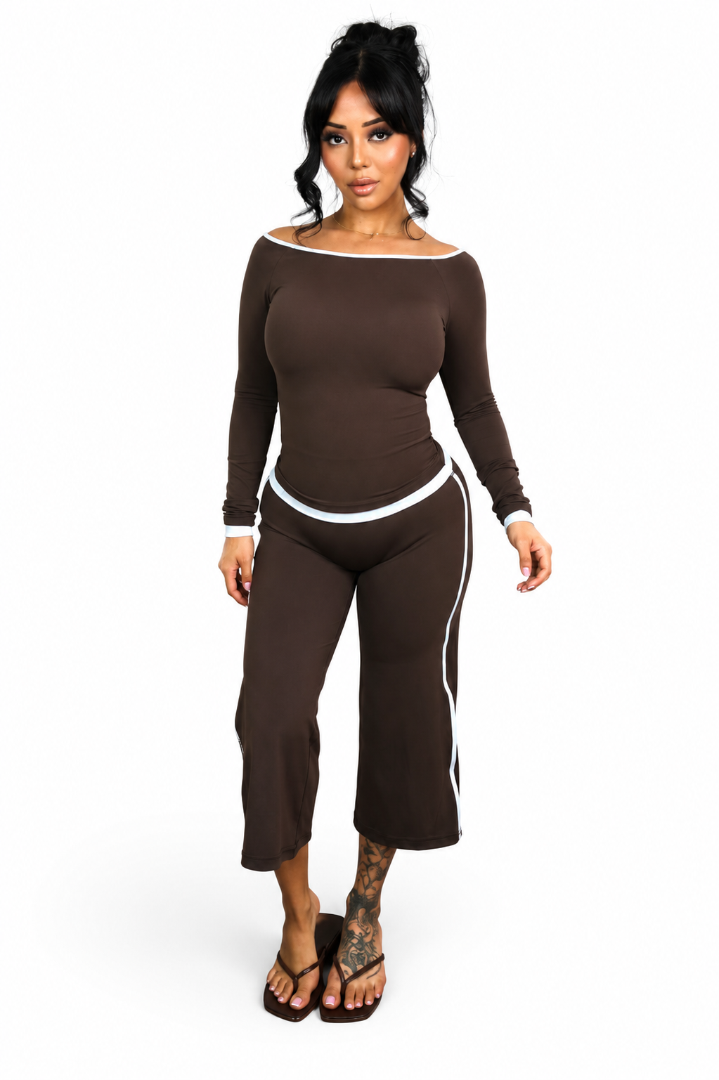 PRE-ORDER Wide Leg Capri Pants Brown Sugar