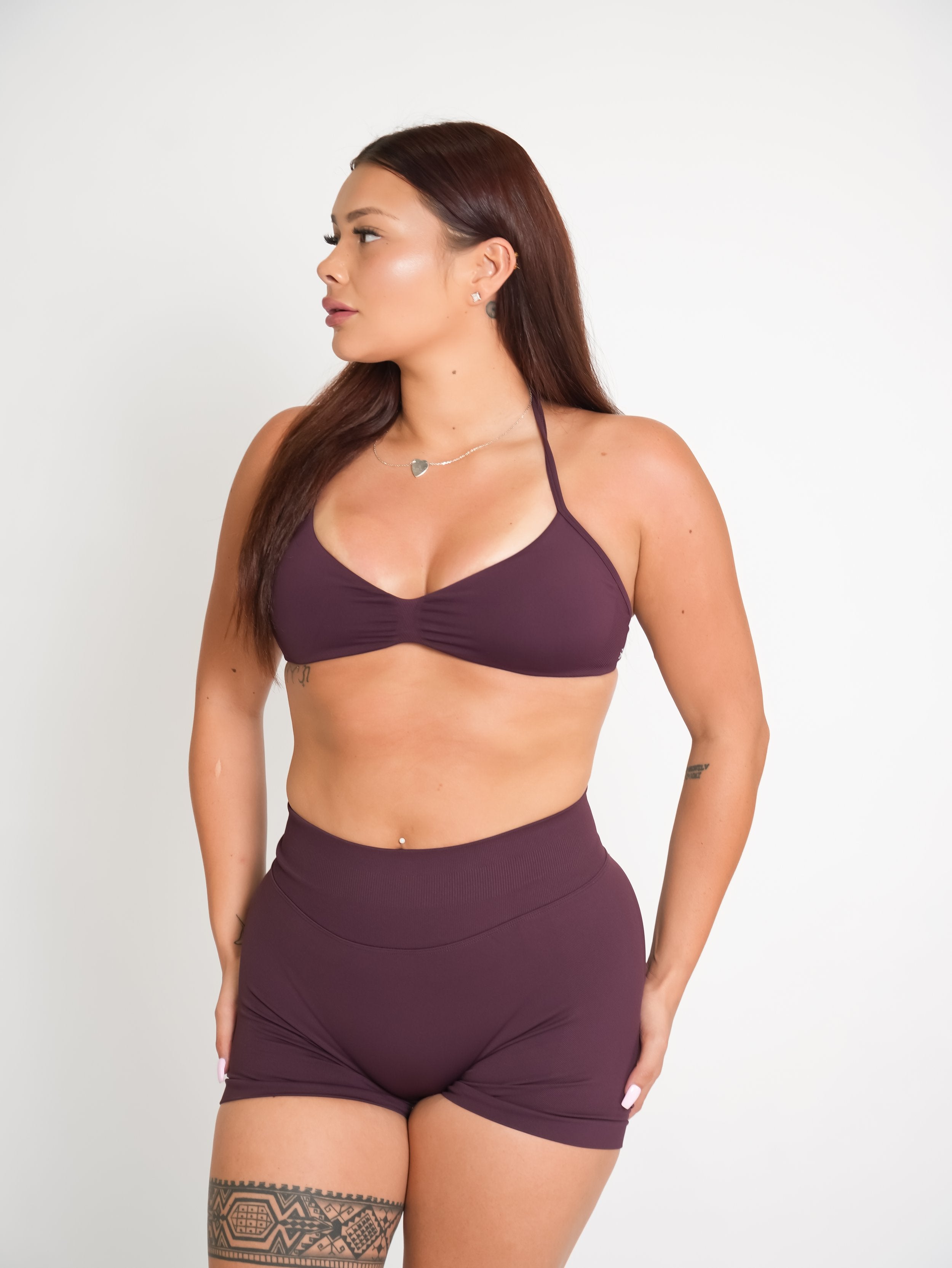 CurveContour Curve Halter Bra Smoked Plum