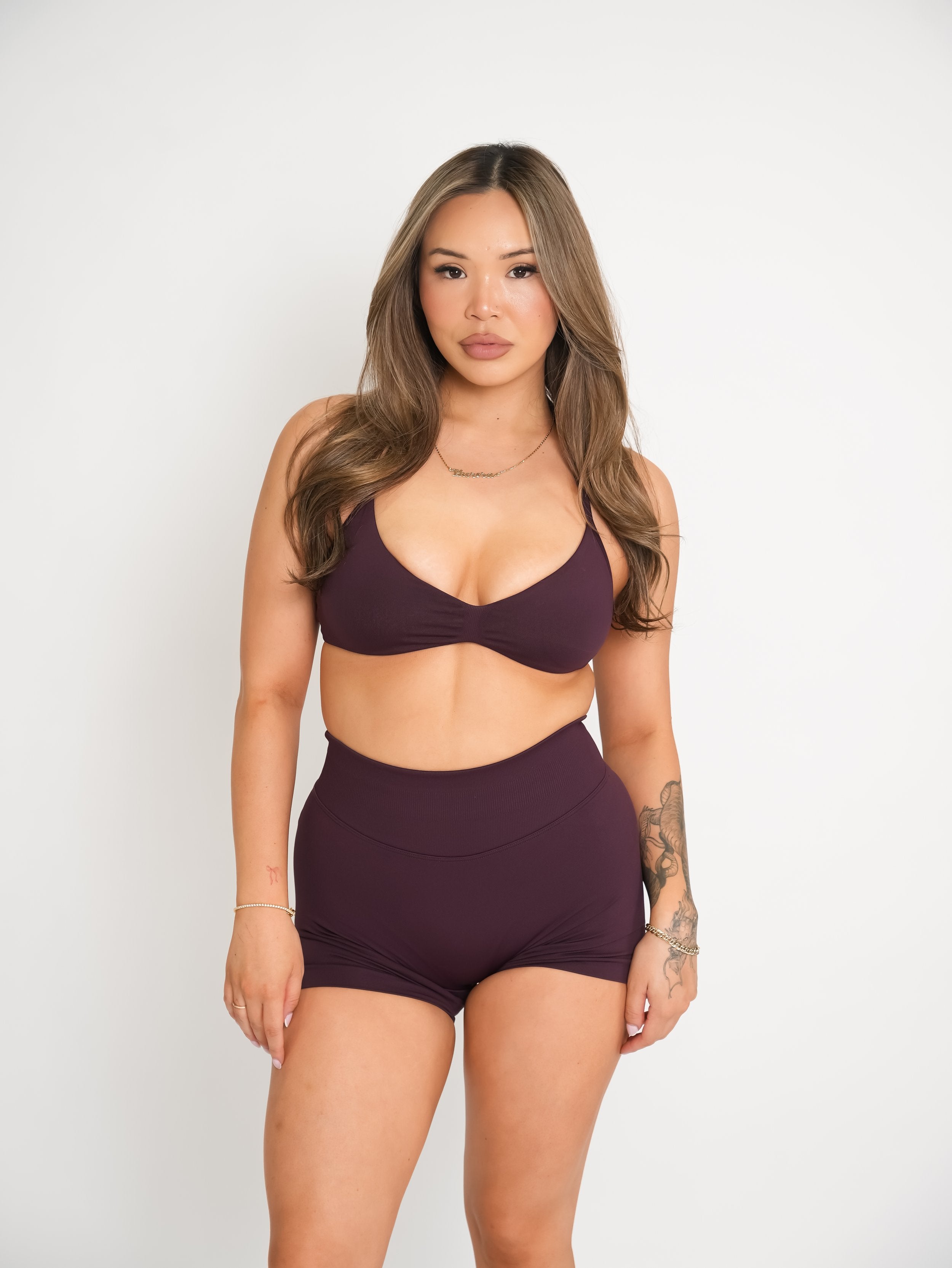 CurveContour Curve Halter Bra Smoked Plum