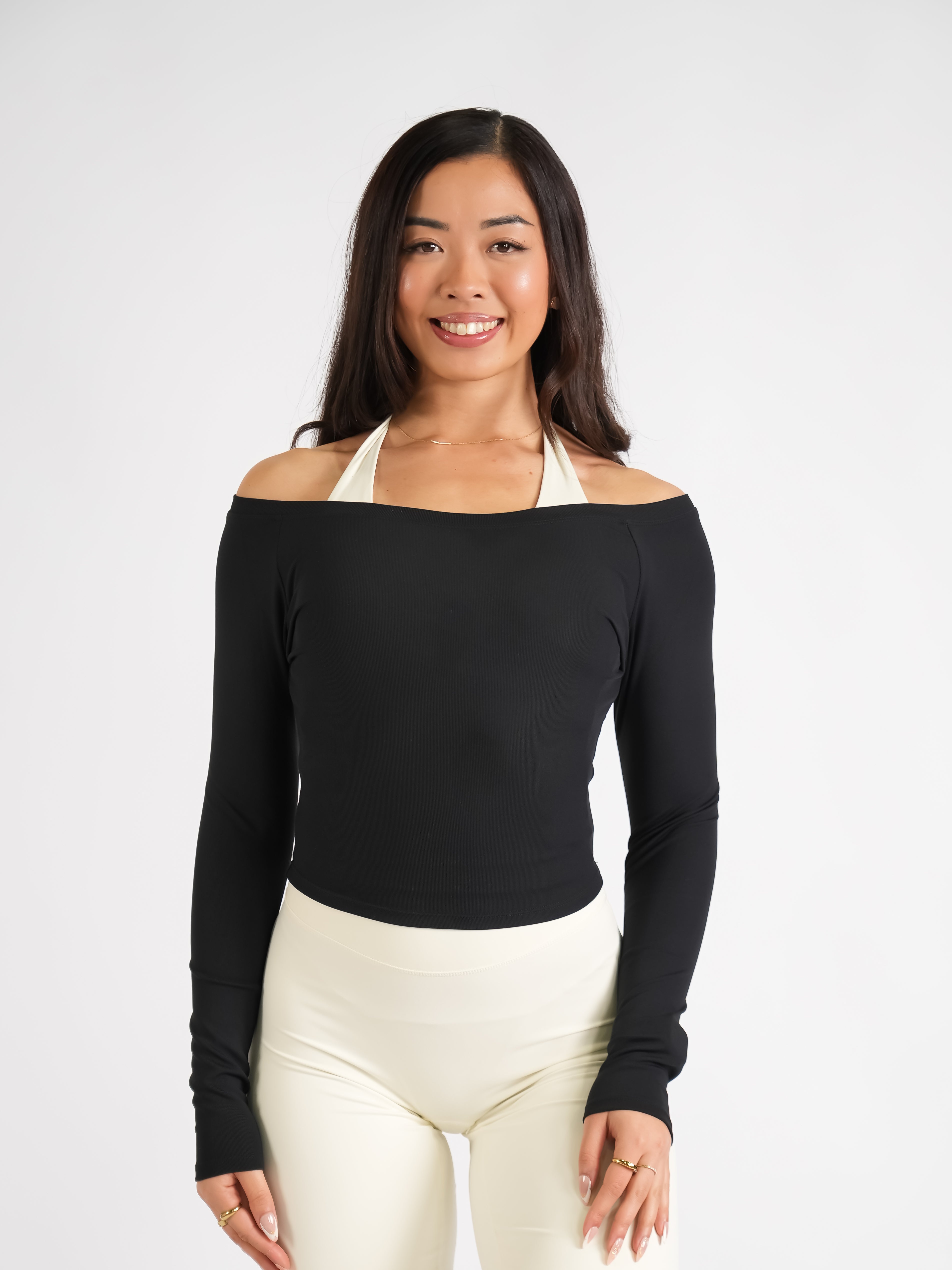 Ribbed Off-Shoulder Cover Classic Black