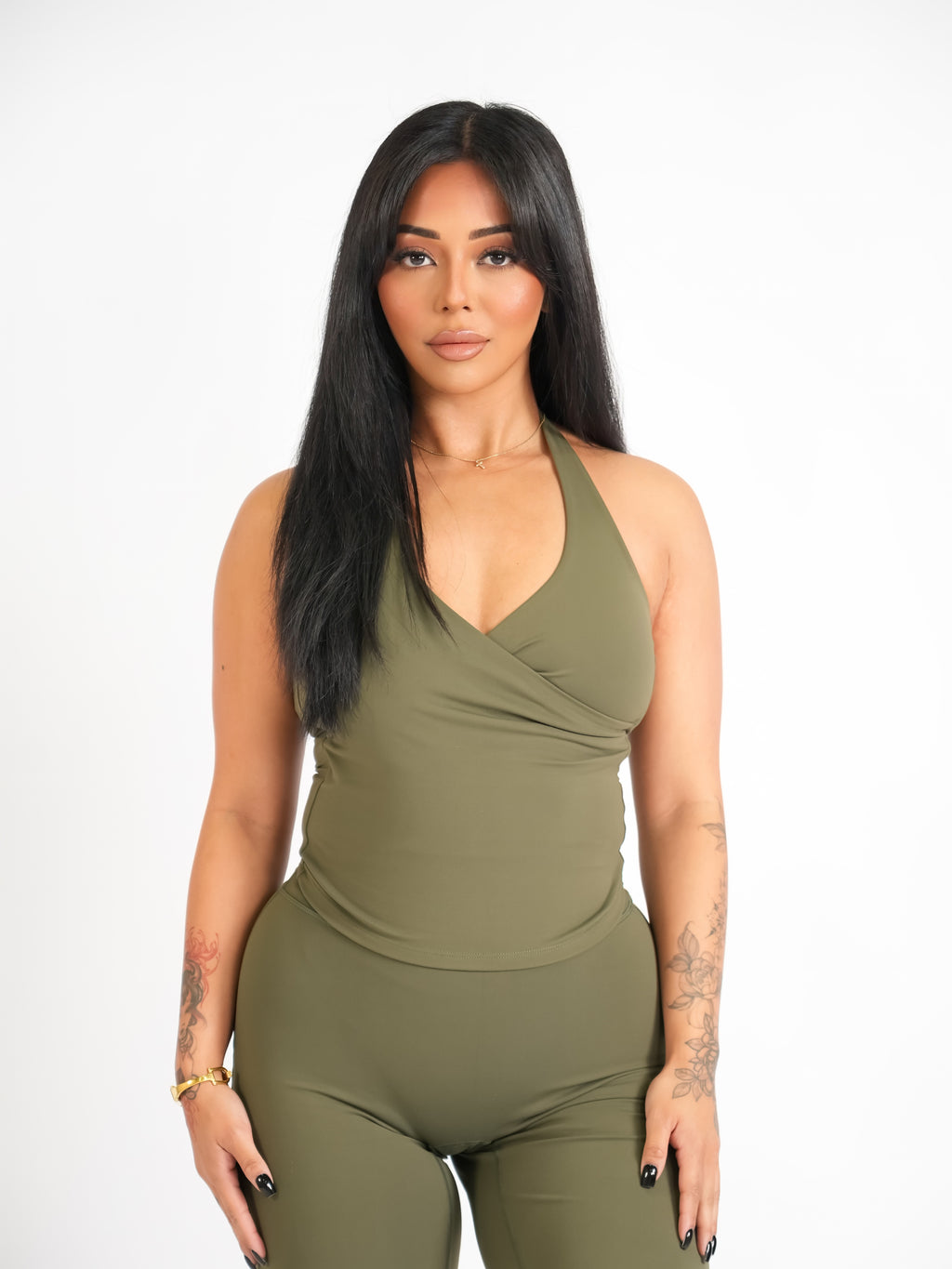 Eva Halter Tank Olive Green