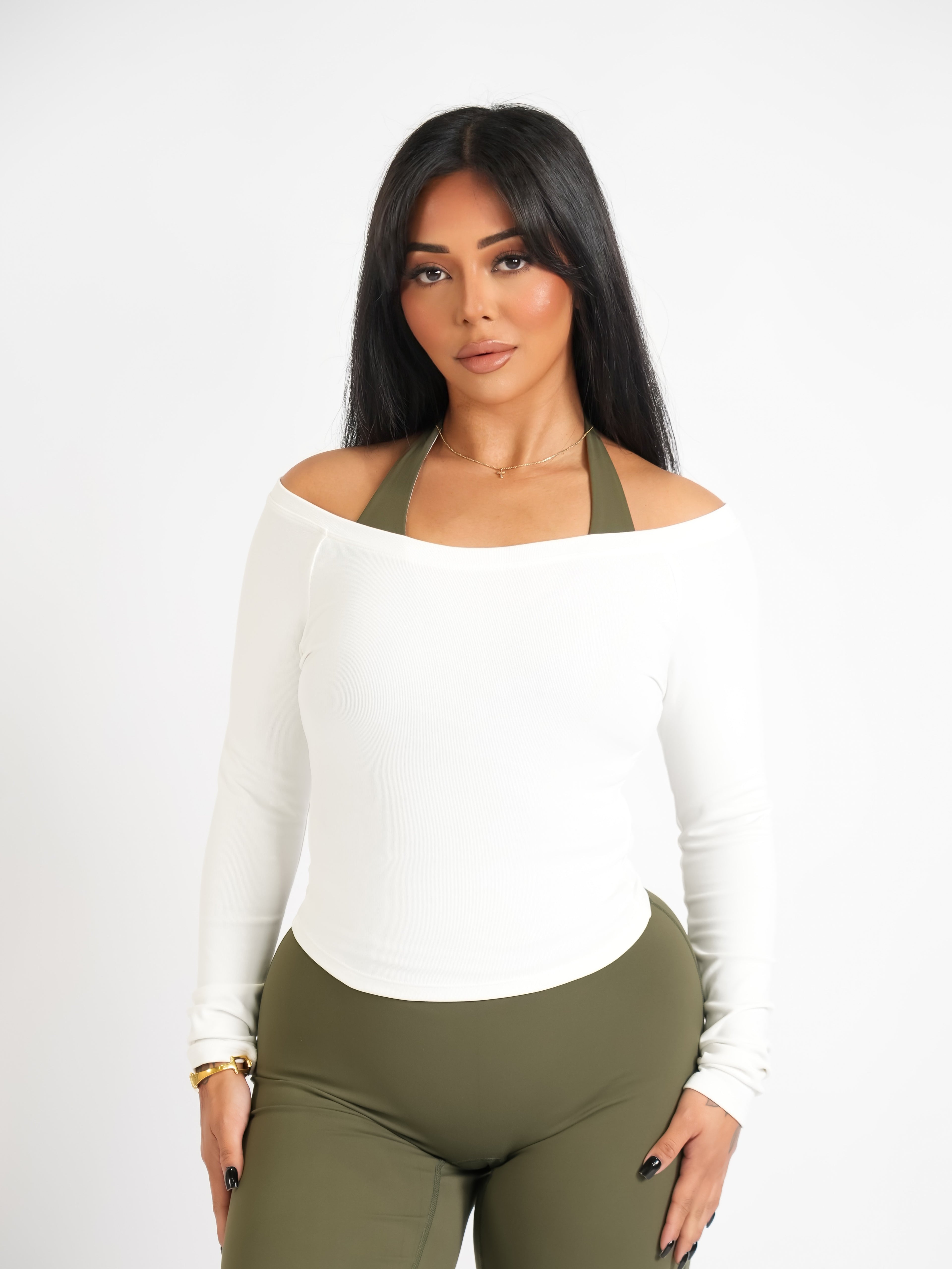Ribbed Off-Shoulder Cover Classic White