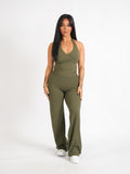 Classic Straight Leg Pants Olive Green LONG LENGTH