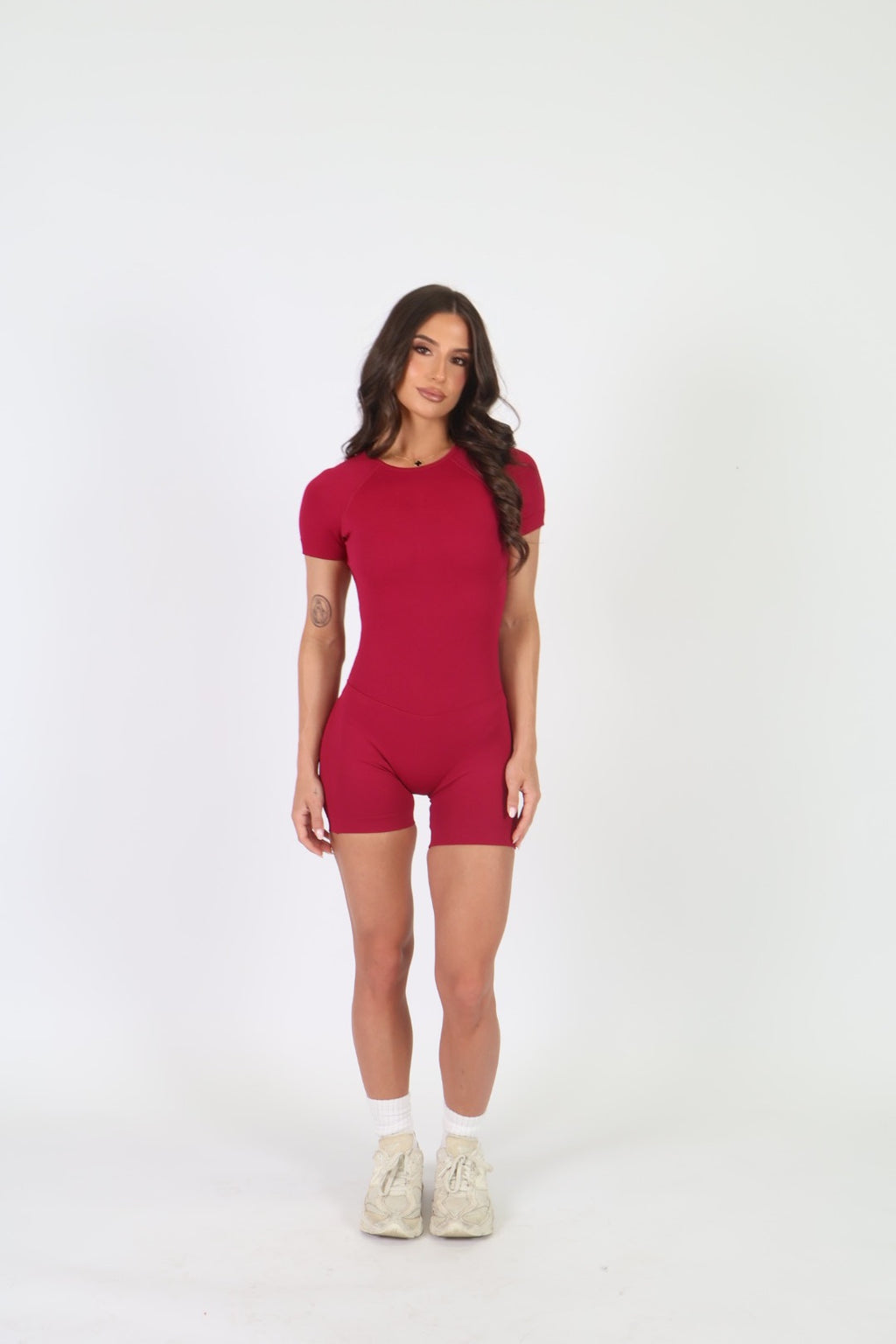 CurveContour Short Sleeve Sculpt Romper Berry