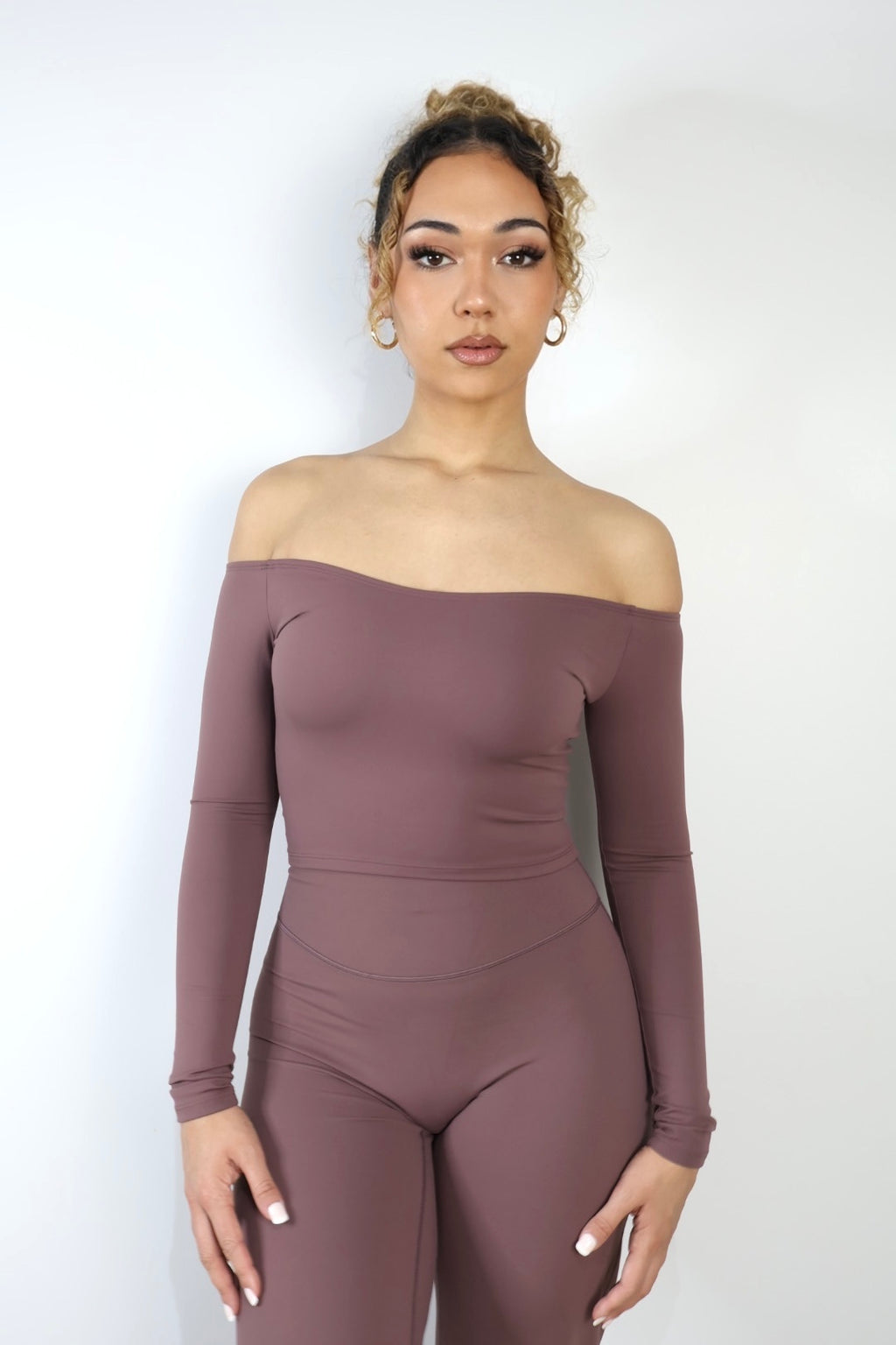 Kate Off-Shoulder Long Sleeve Dusty Plum