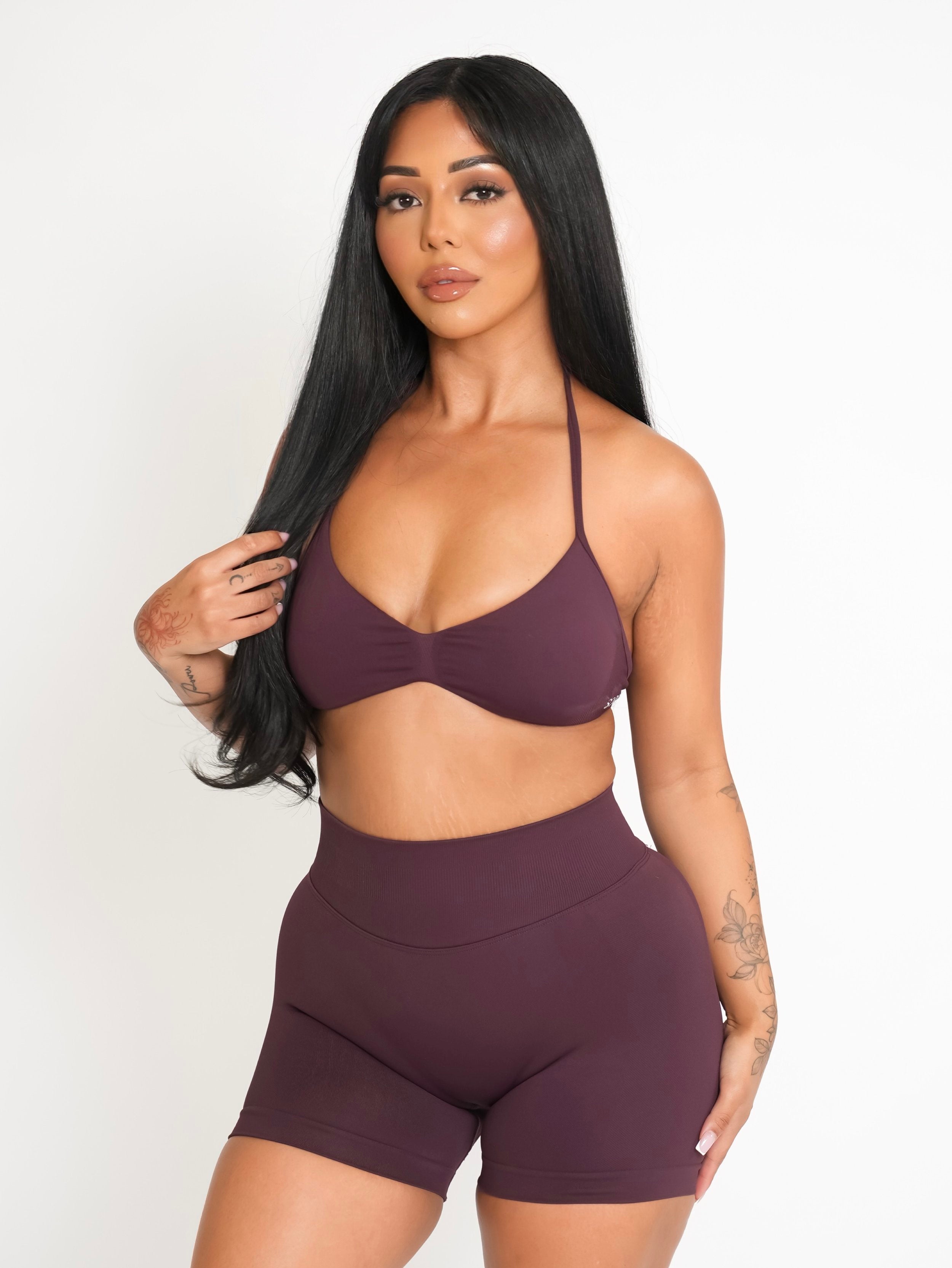CurveContour Curve Halter Bra Smoked Plum