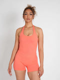 CurveContour Staple Halter Tank Peach Pop