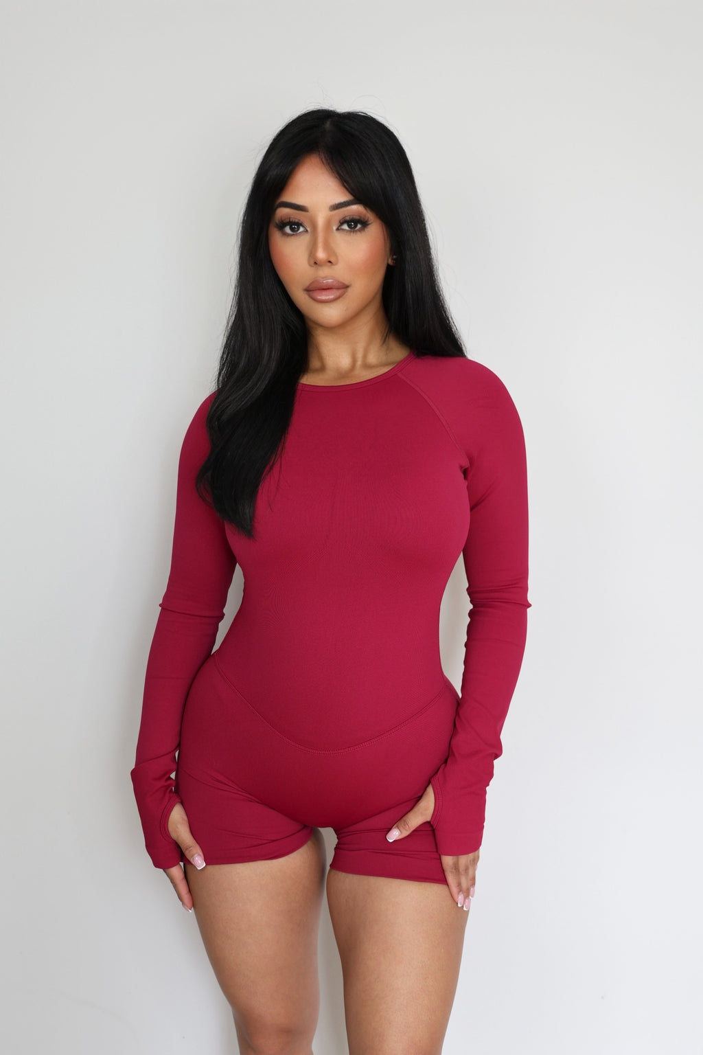 CurveContour Sculpt Romper Berry
